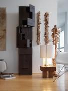 Design column bookcase Lima made of heat-treated solid larch wood