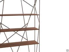 Naviglio double-sided bookcase with metal structure and wood-veneer shelves