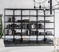 Hudson wall bookcase by Cattelan with wooden shelves