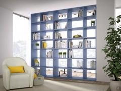 Almond d.45,6 double-sided modular bookcase cm 273 (modules 45 + 60 + 60 + 60 + 45) h.259,6 in Ocean matt lacquered finish (colour not available)