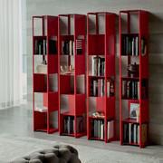 Joker design free standing bookcase by Cattelan in red painted metal