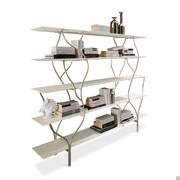 Albero minimal design bookcase in mother of pearl wood and champagne metal