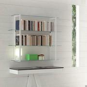 Treccia wall mounted glass bookcase in the model with back cm h.96 equipped with n.4 shelves