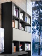 Aliant 07 modular wall-mounted bookcase with display cabinets with alternating open and hinged modules