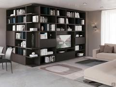 Custom-built bookcase with TV compartment and Aliant reverse corner