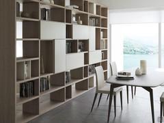 Aliant 06 double-sided bridge bookcase, customisable for materials and finishes to coordinate perfectly with the surroundings