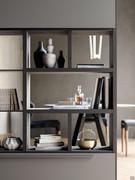 Elegant material mix of wood and glass for interior shelves and dividers