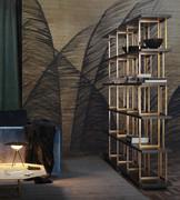 A pair of elegant Lana bookcases, being used as a partition