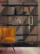 Lana open-design bookcase, cm 140 d.35 h.160, in wood and metal