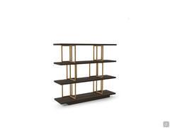 Lana bookcase with a lightweight aesthetic, wooden shelves and metal dividers