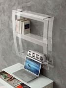 Wall bookcase Eris all made of transparent plexiglass, equipped with two shelves