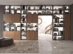 Aliant 08 double-sided partition bookcase, which can also be configured with a bridge module to separate two rooms with a whole wall