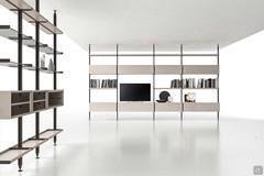 Betis aluminium modular shelving system with glass shelves and trays