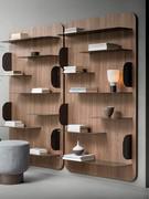 Sectional bookcase with staggered shelves Blabla by Bonaldo. Composition of two modules with metal shelves