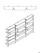 Macao metal and wood design bookcase by Cantori -  view from above and lateral view of model C