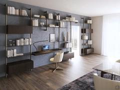 Byron bespoke bookcase with cabinets, customised height and width with glass shelves and desk