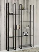 Milton bookcase in an asymmetrical composition with glass shelves 