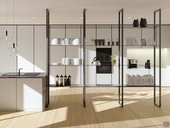 Milton bookcase with floor-to-ceiling uprights, also ideal as a division between the kitchen and living area in an open plan home