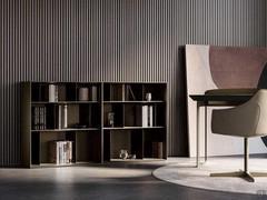 Lacquered bookcase with metal book dividers Maddie, in the colour bronze. This is configuration 1 (cm 160 d.35 h.95) composed of two A modules