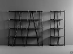 Minimal and modern column bookcase Twigs by Bonaldo in composizone of two elements of different widths