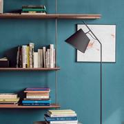 Detail of wooden shelves on Airport bookcase by Cattelan