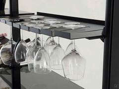 Detail of the glass holder on the Byron Pantry kitchen unit. A single shelf can accommodate 24.