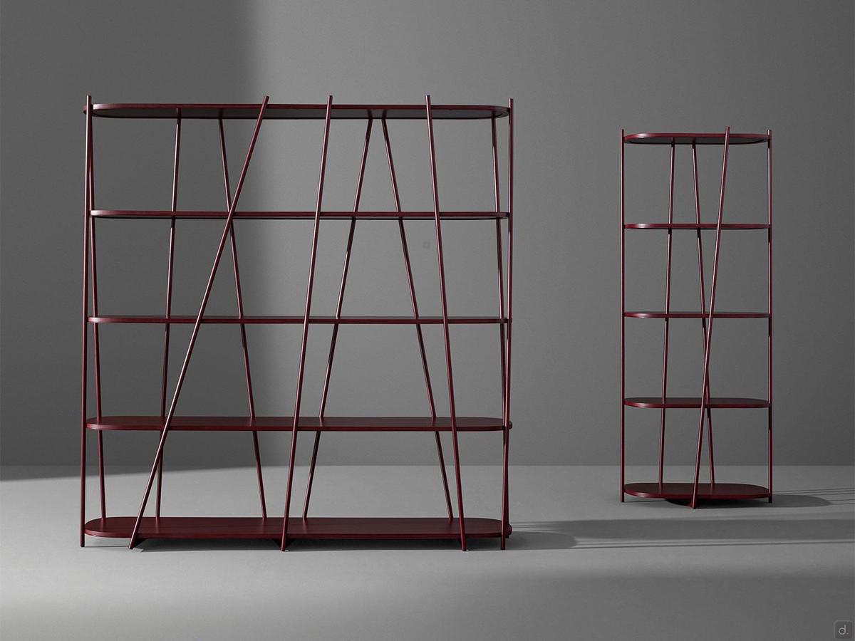 Minimal and modern column bookcase Twigs by Bonaldo offered in two sizes