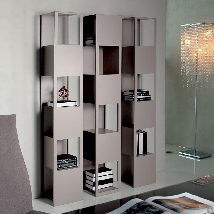 Joker design free standing bookcase by Cattelan in grey painted metal