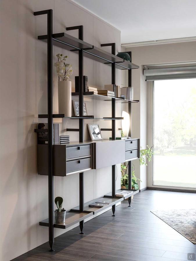 Betis aluminium modular shelving system, wall mounted position