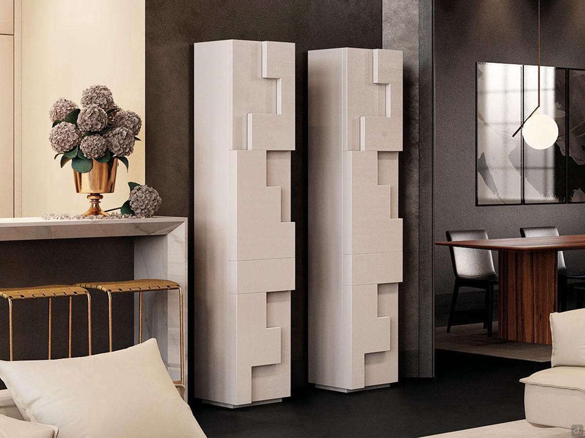 Design column bookcase Lima, with variable thickness fronts and pull-out drawer