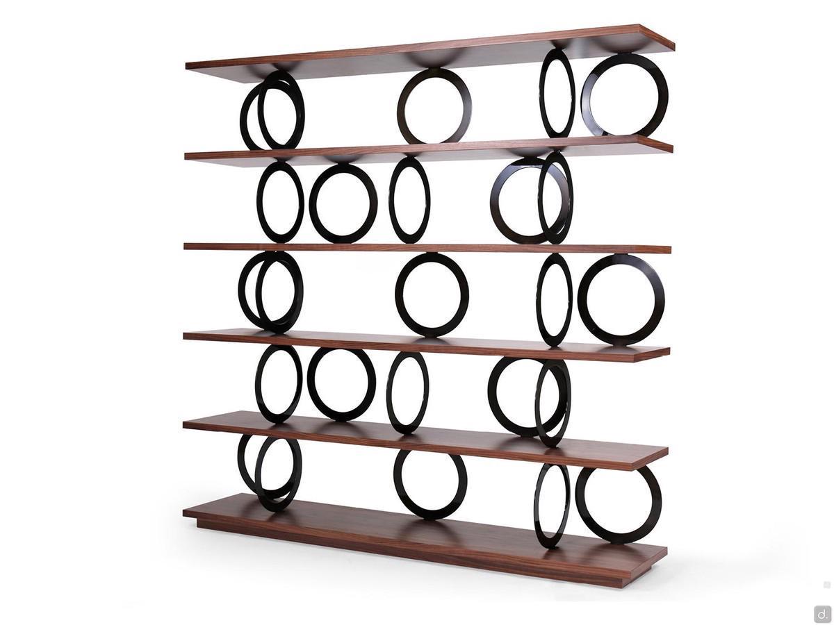 Ramsey bookcase with open sides and circular metal supports