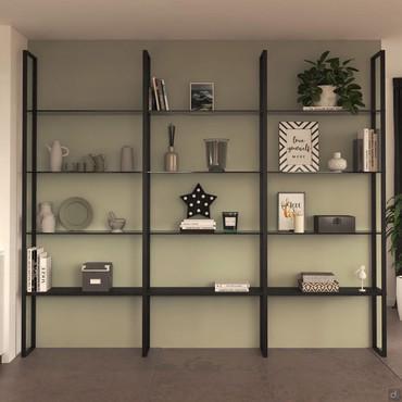 Modular metal bookcase with a minimal design Milton