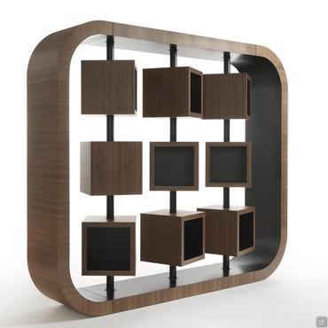 Abacus Canaletto walnut double-sided bookcase with rotating cubes