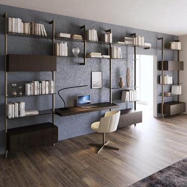 Byron bespoke bookcase with cabinets 