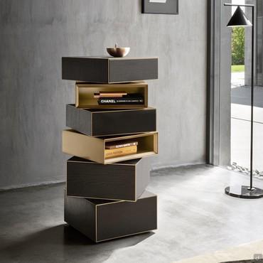 Swivel bookcase with California drawers, modular or fixed models from four to seven elements