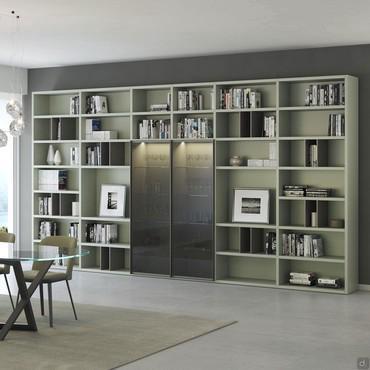 Wall book shelf with display cases Aliant 07