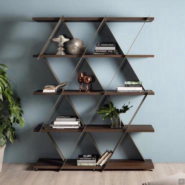 Big model with bronze stone frame and canaletto walnut shelves