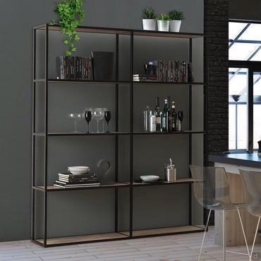 Batuan floor-standing modular metal bookcase with melamine shelves