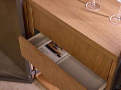 Detail of the drawers inside the Aliant bookcase, made of Fashion Wood but available in different materials and colours