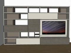 3D design of Bookcase with TV stand 