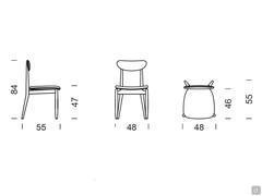 Diagrams and dimensions of the Victoria chair in the version without armrests