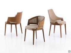 A trio of Velis chairs in three different models but coordinated finishes