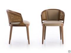 Side and front view of the Velis lounge chair highlighting its perfect proportions