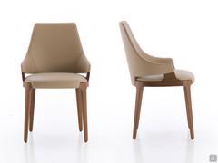 Side and front view of the chair without armrests and with Velis high back, highlighting its perfect proportions