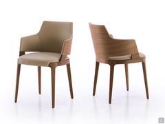 Velis chair in armchair model with armrests and wooden backrest