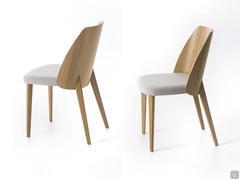 Chair Nadine with natural oak shell combined with upholstered seat covered in light fabric