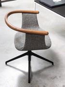 Swivel chair Freya with solid wood back and fabric-covered shell