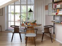 Wooden chairs for living room Freya in the version with wooden shell and upholstered seat