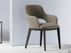 Turner upholstered chair with oak wood legs covered in fabric, with a structure in Fashion Wood brushed oak 027 Fossil