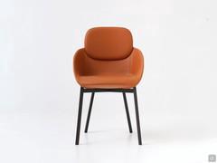 Lollipop Lounge armchair in leather P510 terracotta